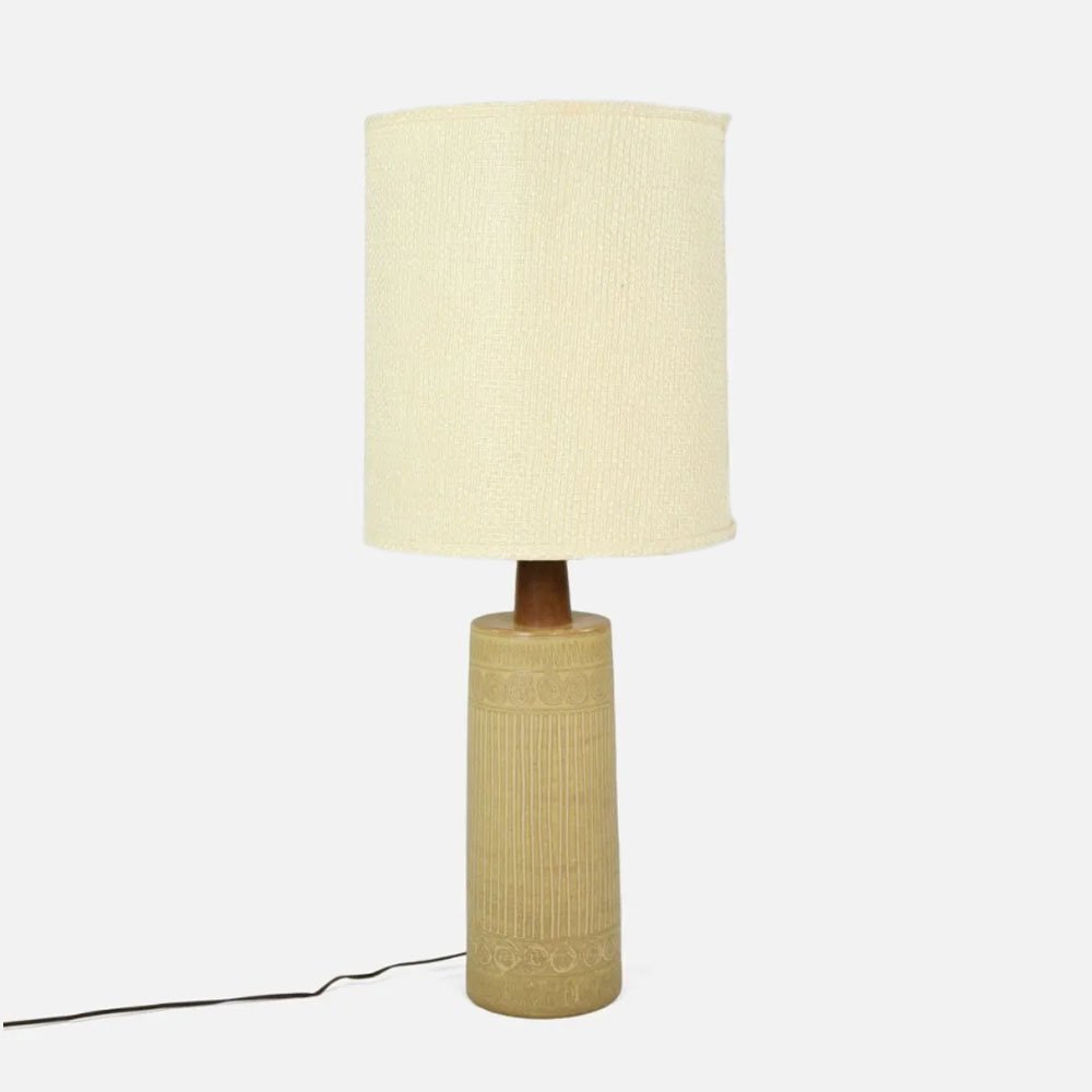 Martz MCM Stoneware and Walnut Sgraffito Table Lamp w/Original Matched Finial (1 of 13)