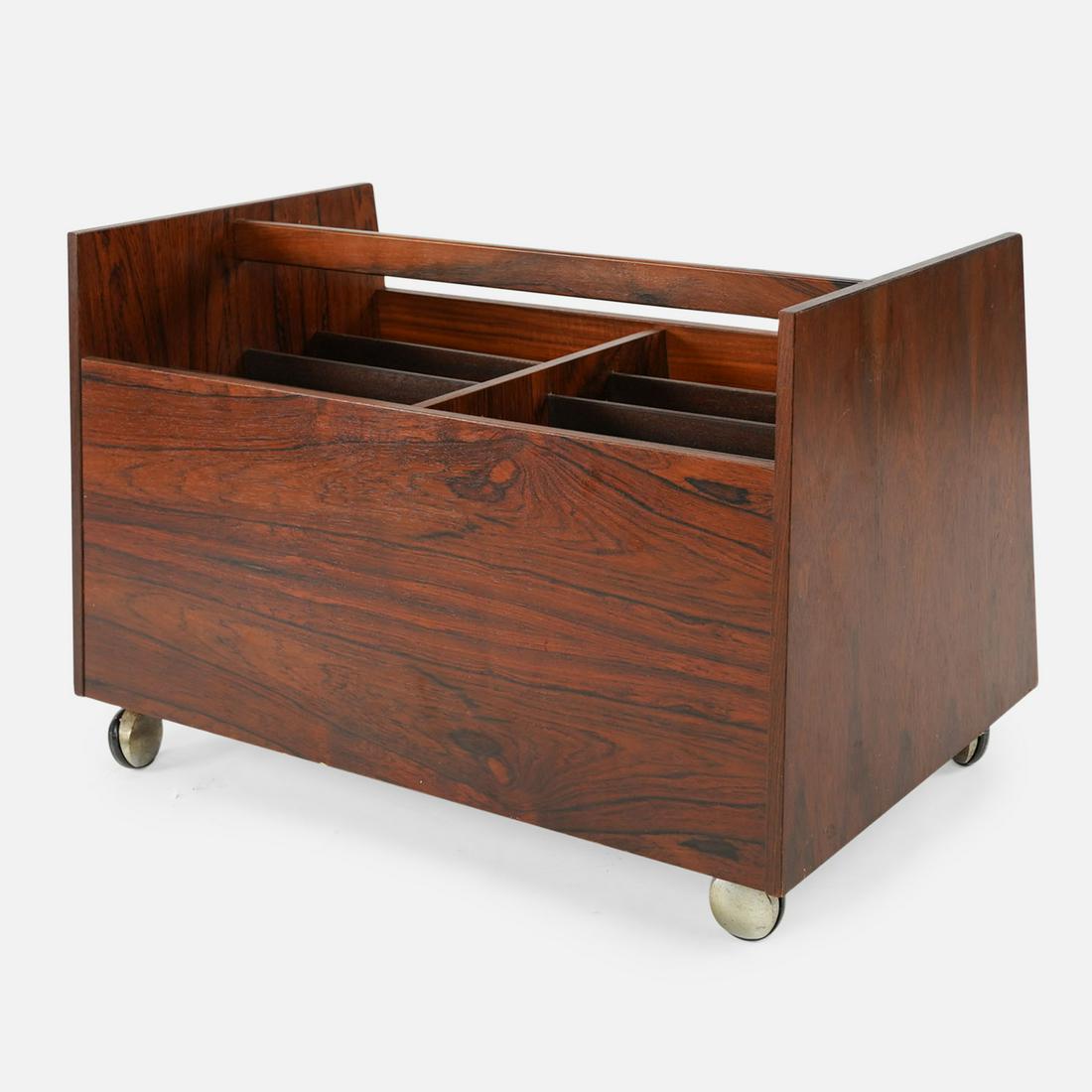 Danish Mid-Century Modern Rosewood Vinyl Trolley Cart (1 of 10)