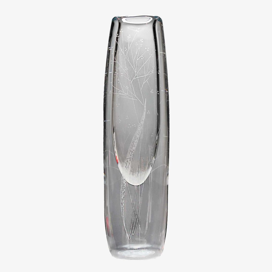 Signed Strombergshyttan Scandinavian Modern Art Glass Vase Engraved Trees MCM Design (1 of 11)