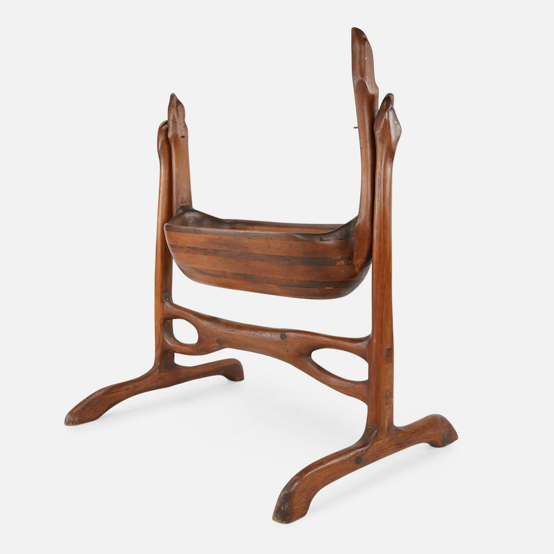 1960s Bench Made Swinging Carved Wood Cradle Bassinet Planter Wharton Esherick Style (1 of 12)