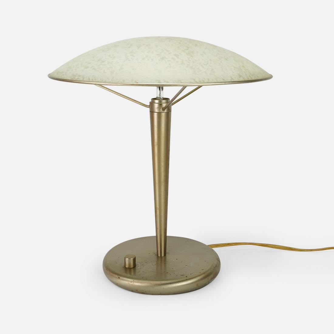 Art Deco Style Frosted Domed Glass and Brass Table Lamp (1 of 10)