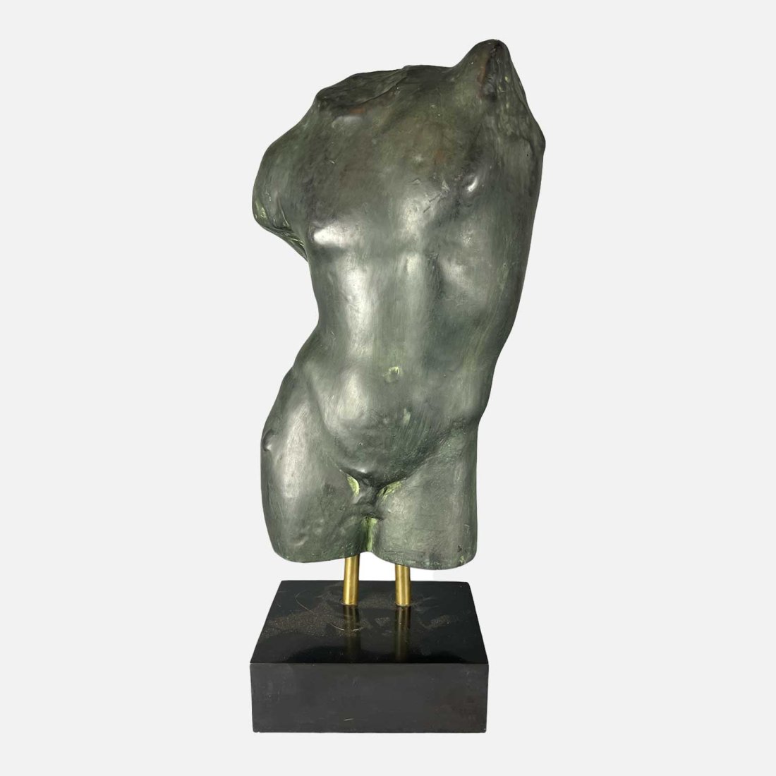 Patinated Bronze Male Torso Sculpture on Stand (1 of 4)