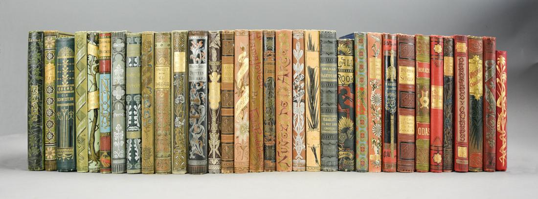 Group of 33 Foreign Language 19thC Books with Decorative Bindings (1 of 3)