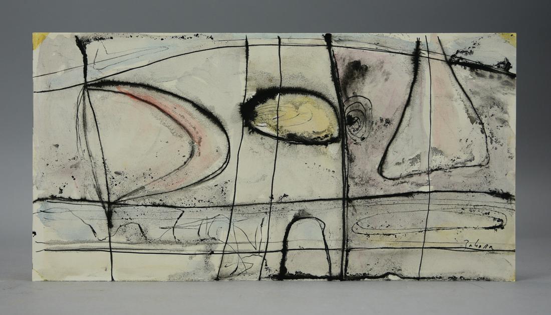 Original NEW MOON Signed Watercolor and Ink: Original, "New Moon" watercolor and ink, illegibly signed.