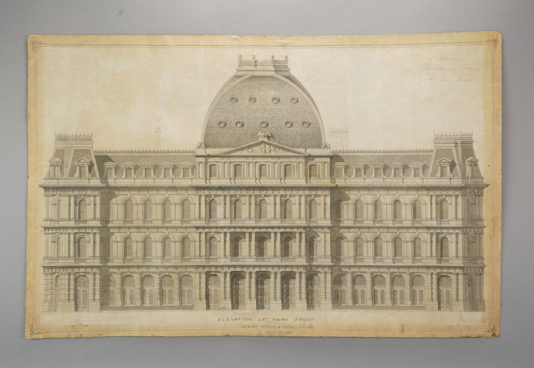 Original 19thC Architectural Drawing Plans for NYC Post Office "Mullett's Monstrosity" (1 of 17)