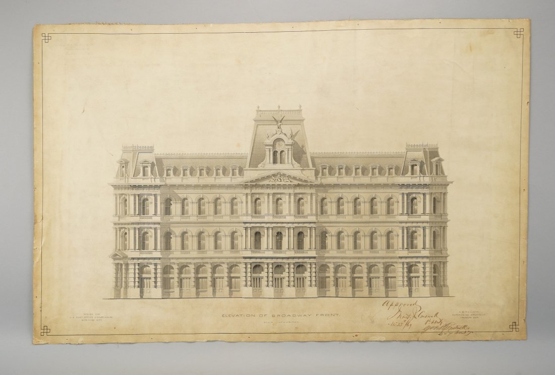 Original 19thC Signed Architectural Drawing for NYC Post Office Postal History John Creswell (1 of 15)