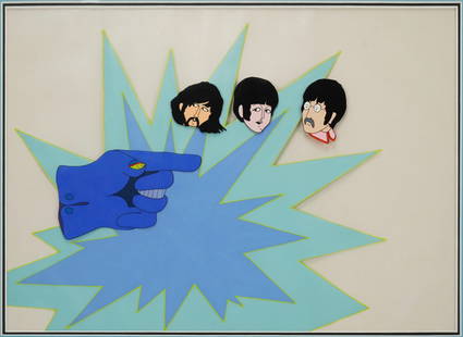 Yellow Submarine Framed Animation Cel THE FLYING GLOVE George, Paul and John: Possibly late 1990s. Pristine sight condition. Paint is 100%. No cracks. No COA. Sight size is approx. 10 1/2" x 14 1/2"Click here for additional high resolution photos.