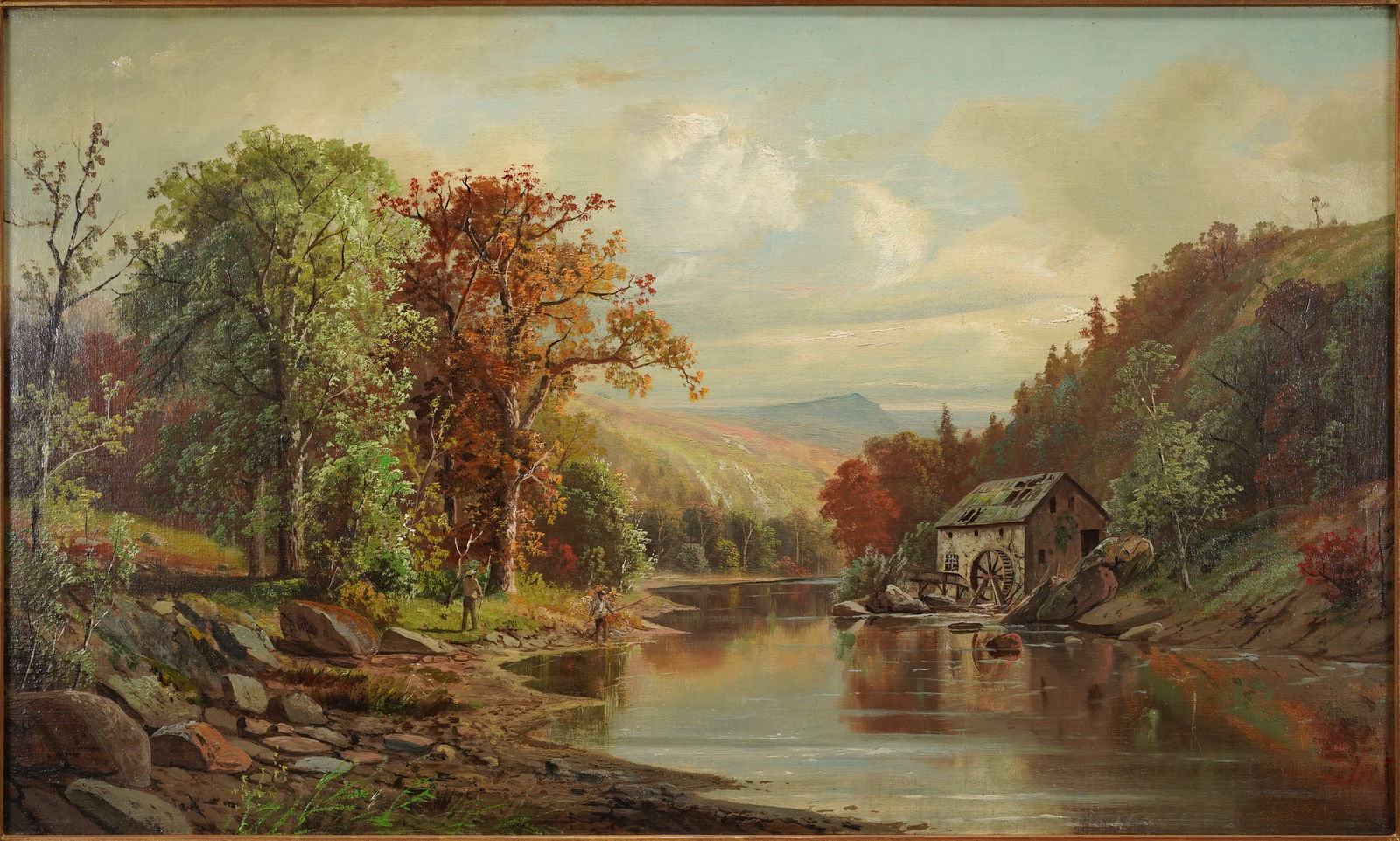 Kemper, Henry W. Hudson River School FISHING Framed Oil on Canvas Painting (1 of 6)