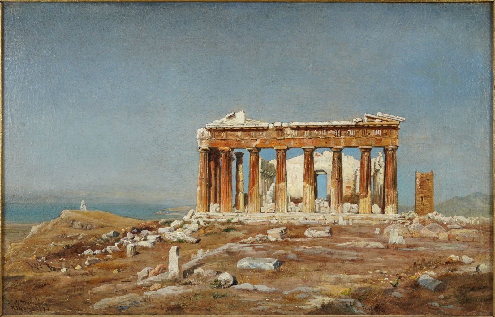 Montalant, I. O. de. GREEK PARTHENON Oil on Canvas Framed Painting (1 of 6)