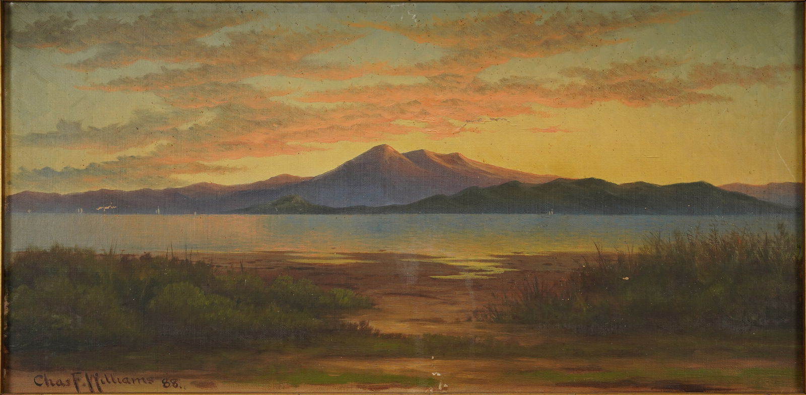 Williams, Charles F. Antique 19thC Luminist Oil on Canvas Gilt Framed Oil Painting (1 of 6)