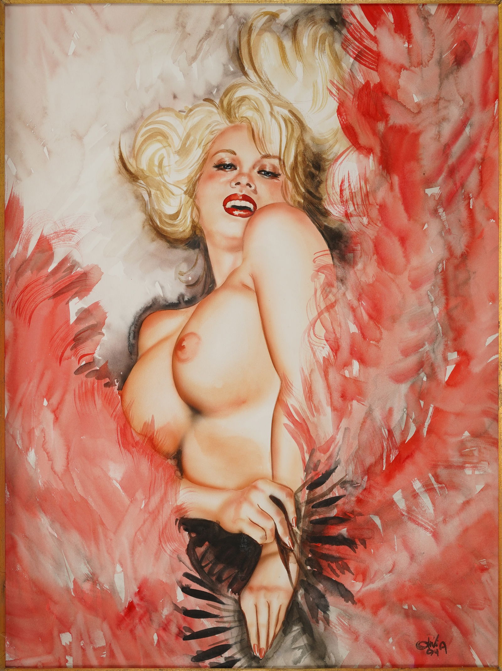 Berardinis, Olivia de. MONIQUE GABRIELLE Large Original Framed Watercolor (1 of 4)