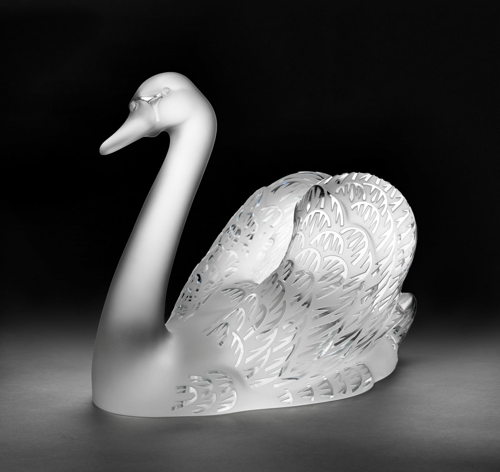 Large Lalique "Swan Head Up" Crystal Art Glass Sculpture (1 of 5)