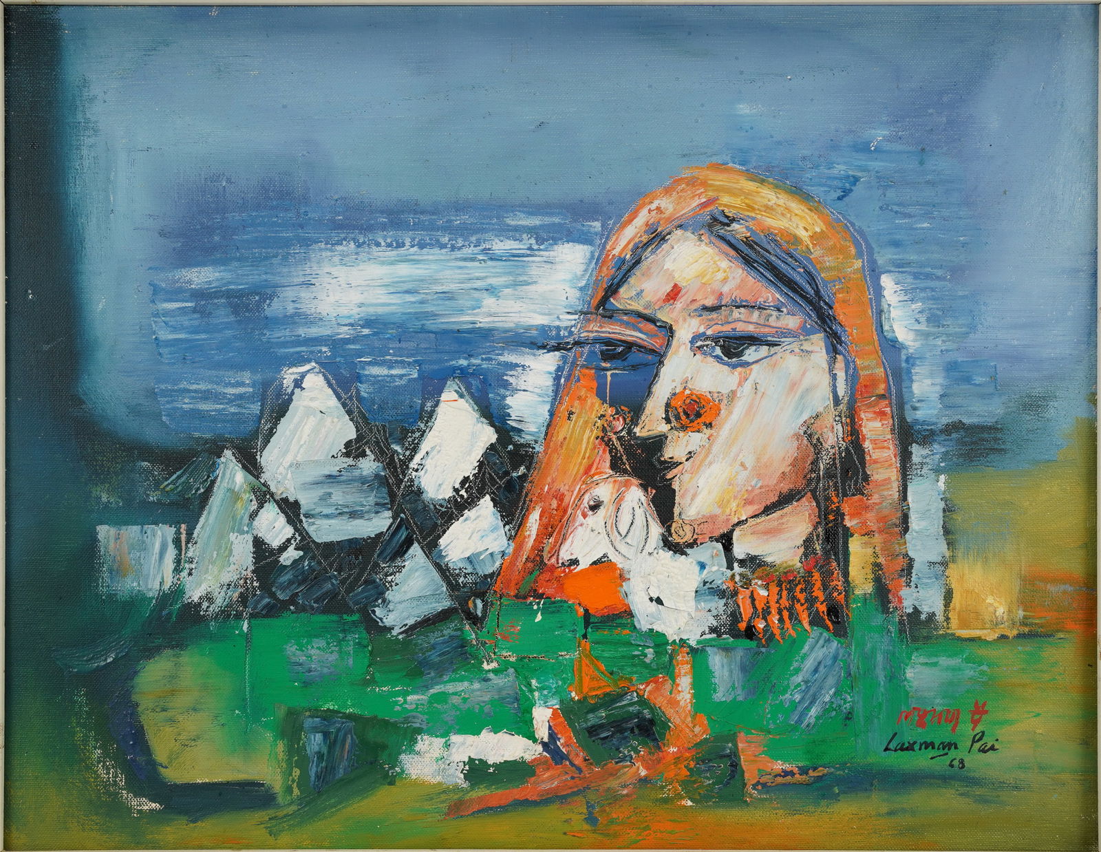 Pai, Laxman. SNOW FORMS 1968 Original Acrylic on Canvas Painting (1 of 8)