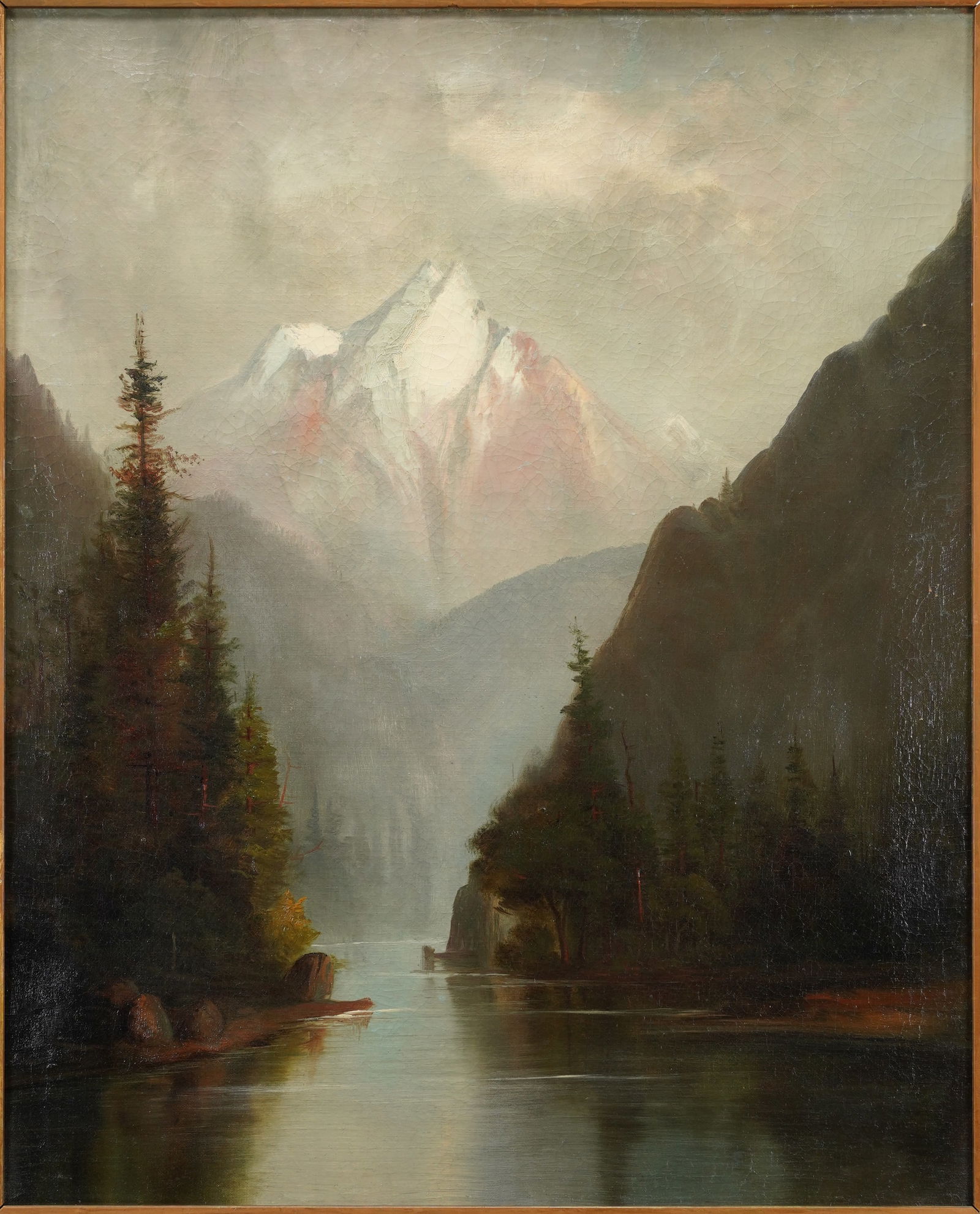 Antique 19thC American West Landscape MOUNT WINCHELL YOSEMITE VALLEY Oil on Canvas Framed Painting (1 of 7)