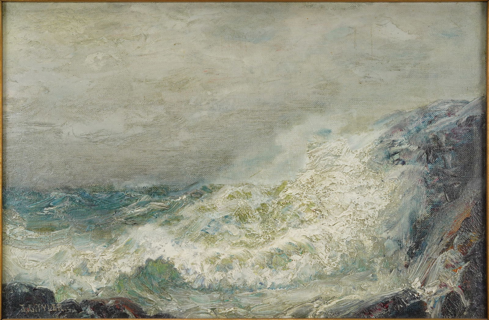 Tyler, James Gale. POUNDING SURF Oil on Canvas Framed Seascape Painting (1 of 5)