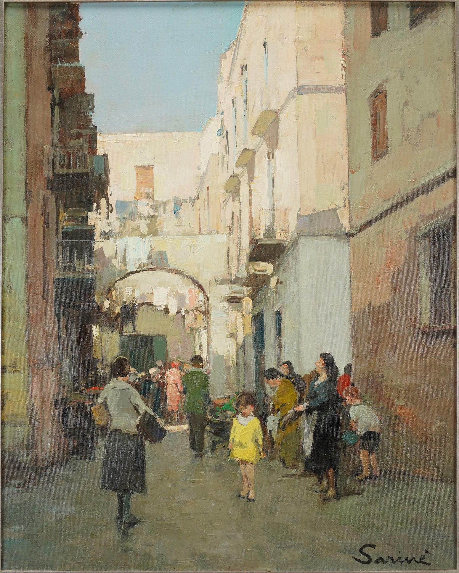 Sarine. THE YELLOW DRESS Framed European Oil on Masonite (1 of 4)