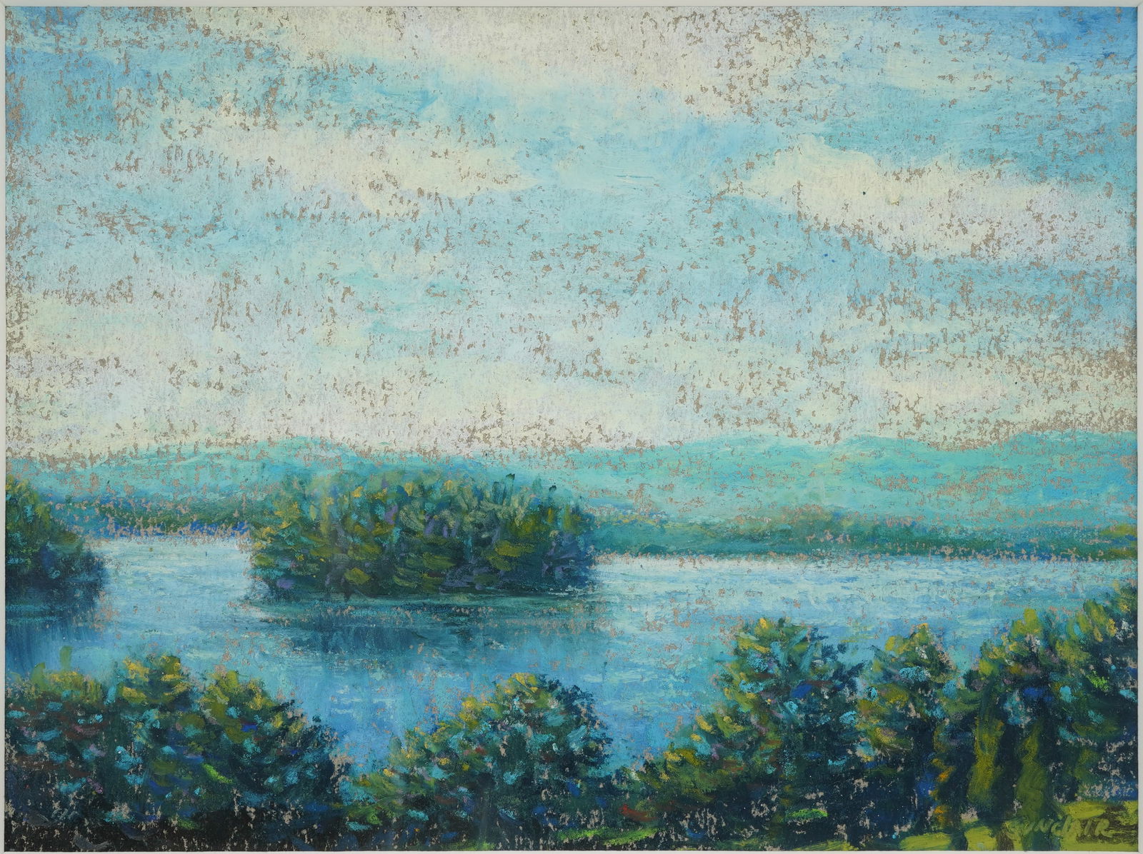 Artist Signed Oil Pastel BIG SQUAM Framed Cape Cod Painting (1 of 4)