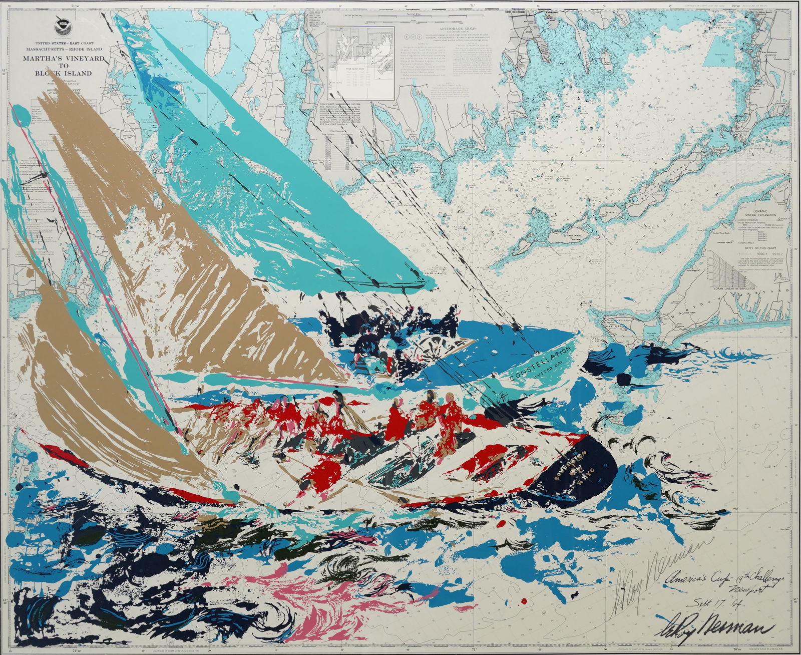 Neiman, LeRoy. AMERICAS CUP 19th CHALLENGE, NEWPORT Original Framed Silkscreen Print (1 of 8)