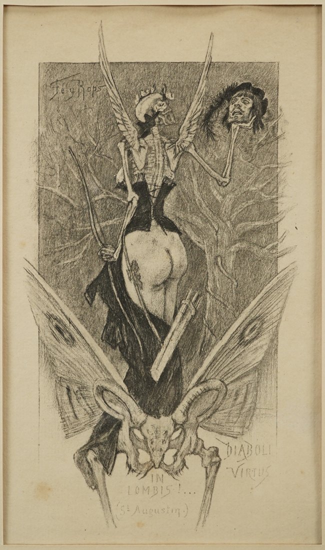 Rops, Felicien. THE SENTIMENTAL INITIATION  Framed Heliogravure Print (1 of 4)