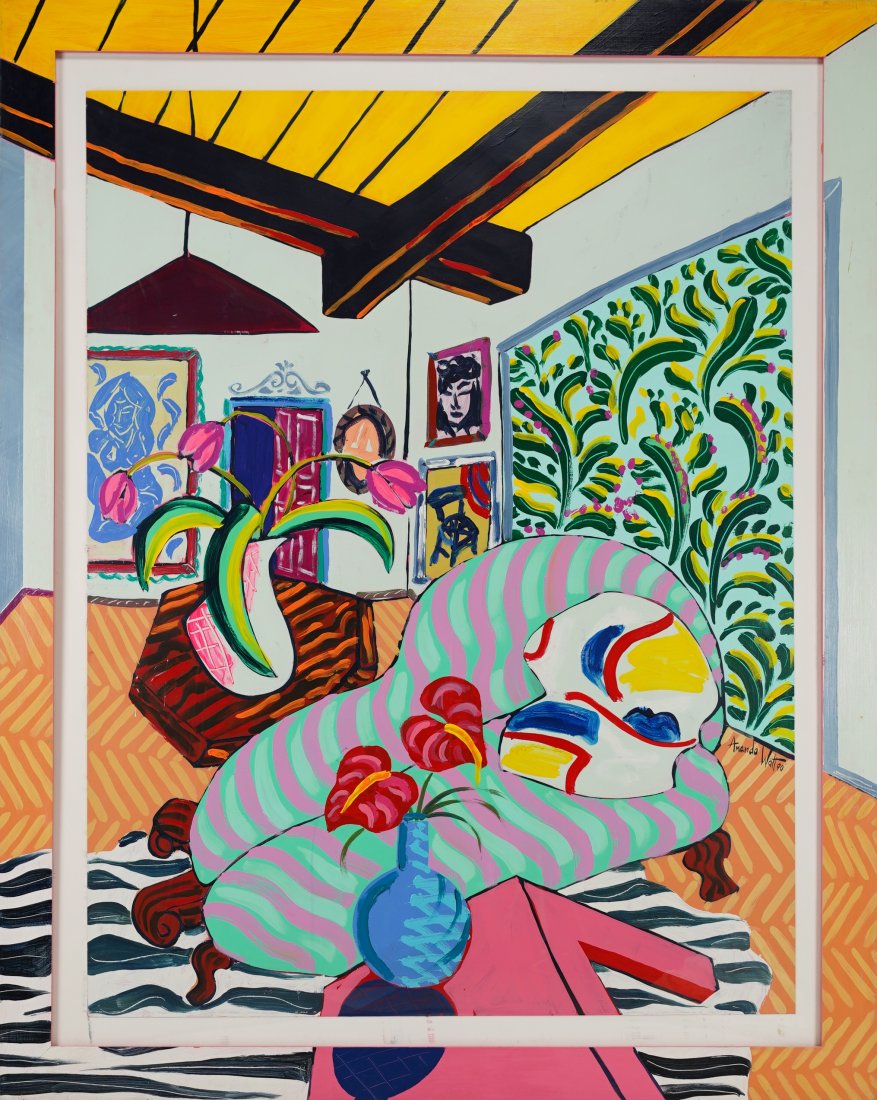 Amanda, Watt NEON TULIPS Large Acrylic Still Life Painting w/Artist Painted Frame (1 of 8)