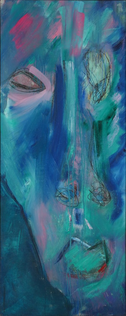 Artist Signed 1981 Abstract Expressionist Mixed Media on Canvas Framed Painting (1 of 4)