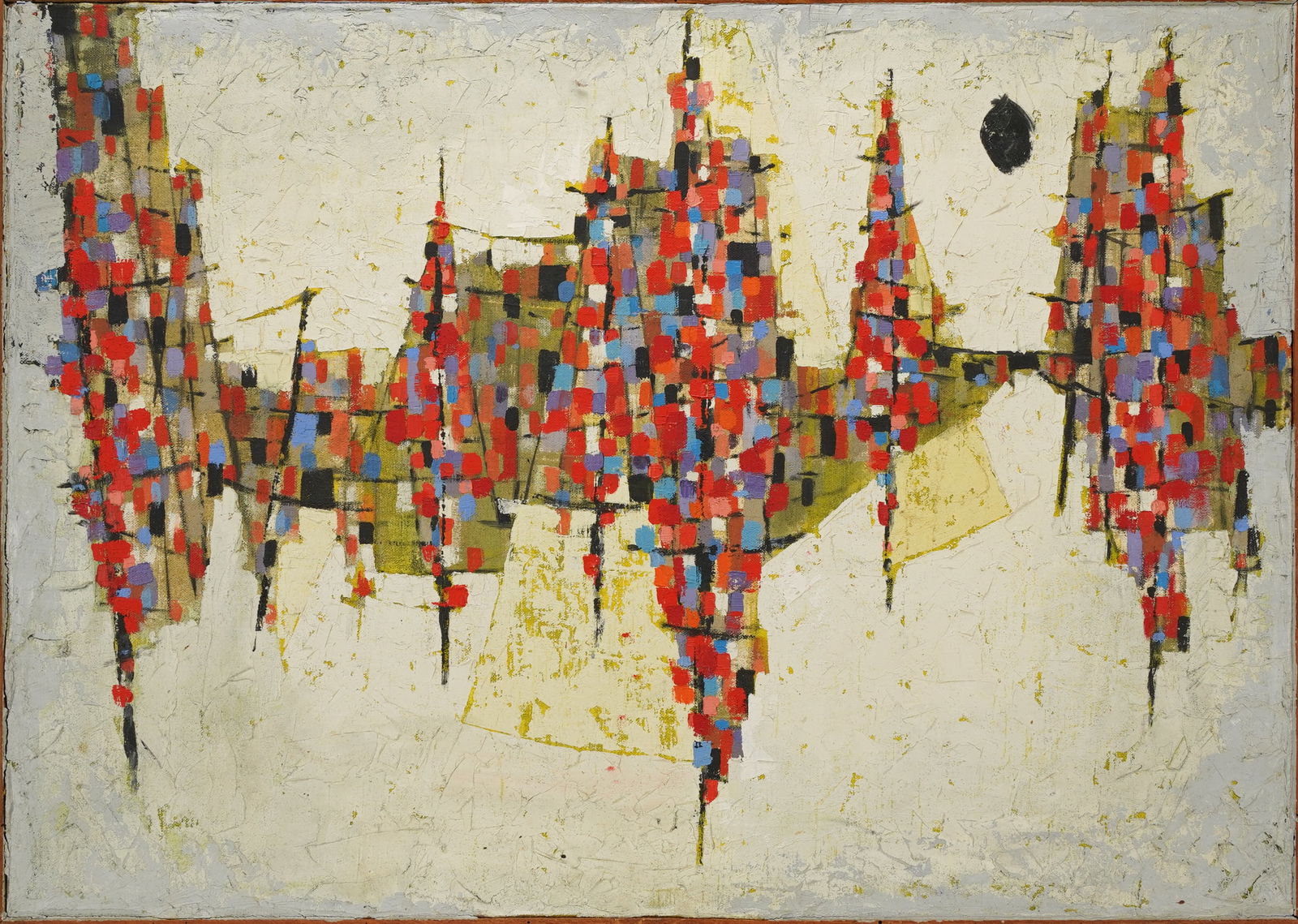 Original MCM Colorful Abstract Oil on Canvas Impasto Painting (1 of 4)