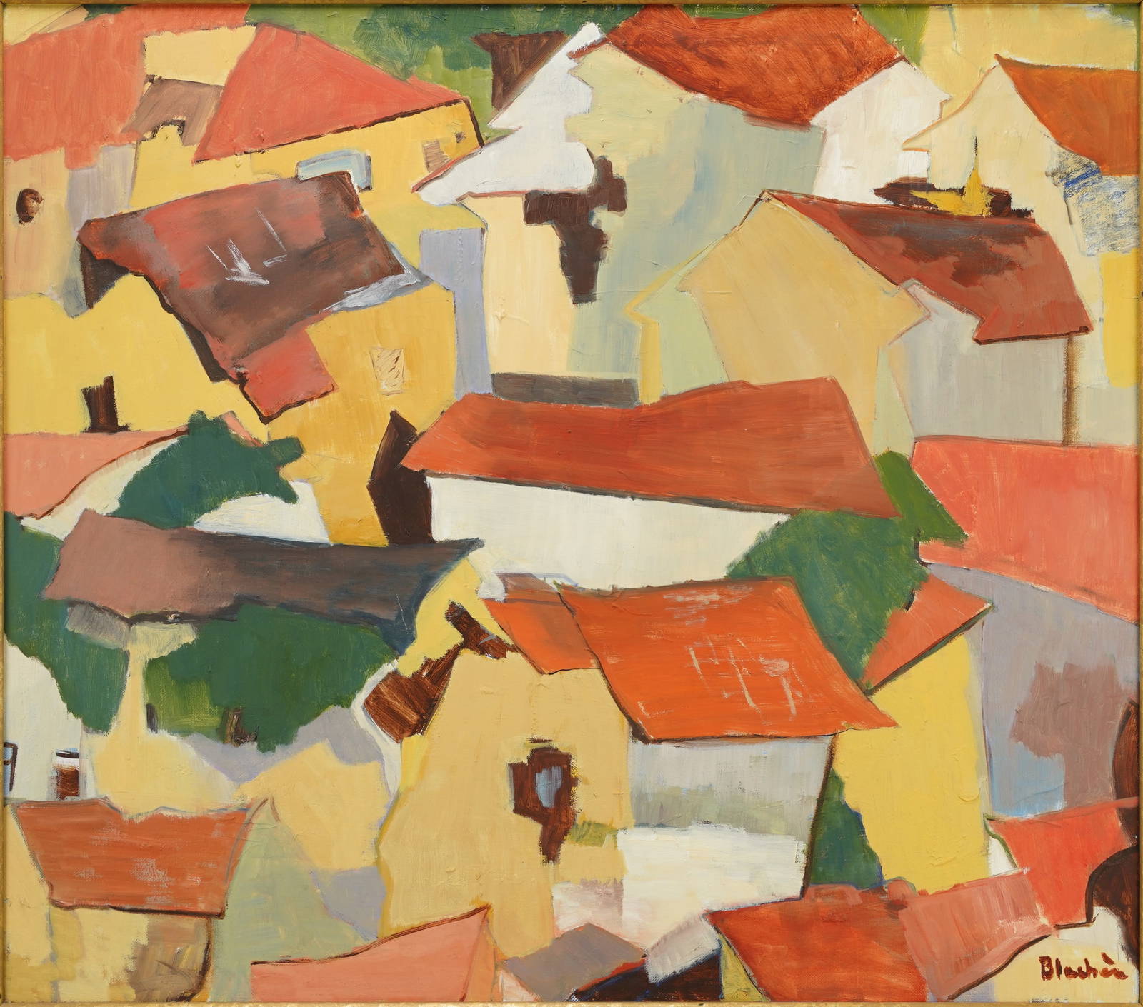 Signed Original Abstract Framed Oil On Canvas Painting Auction