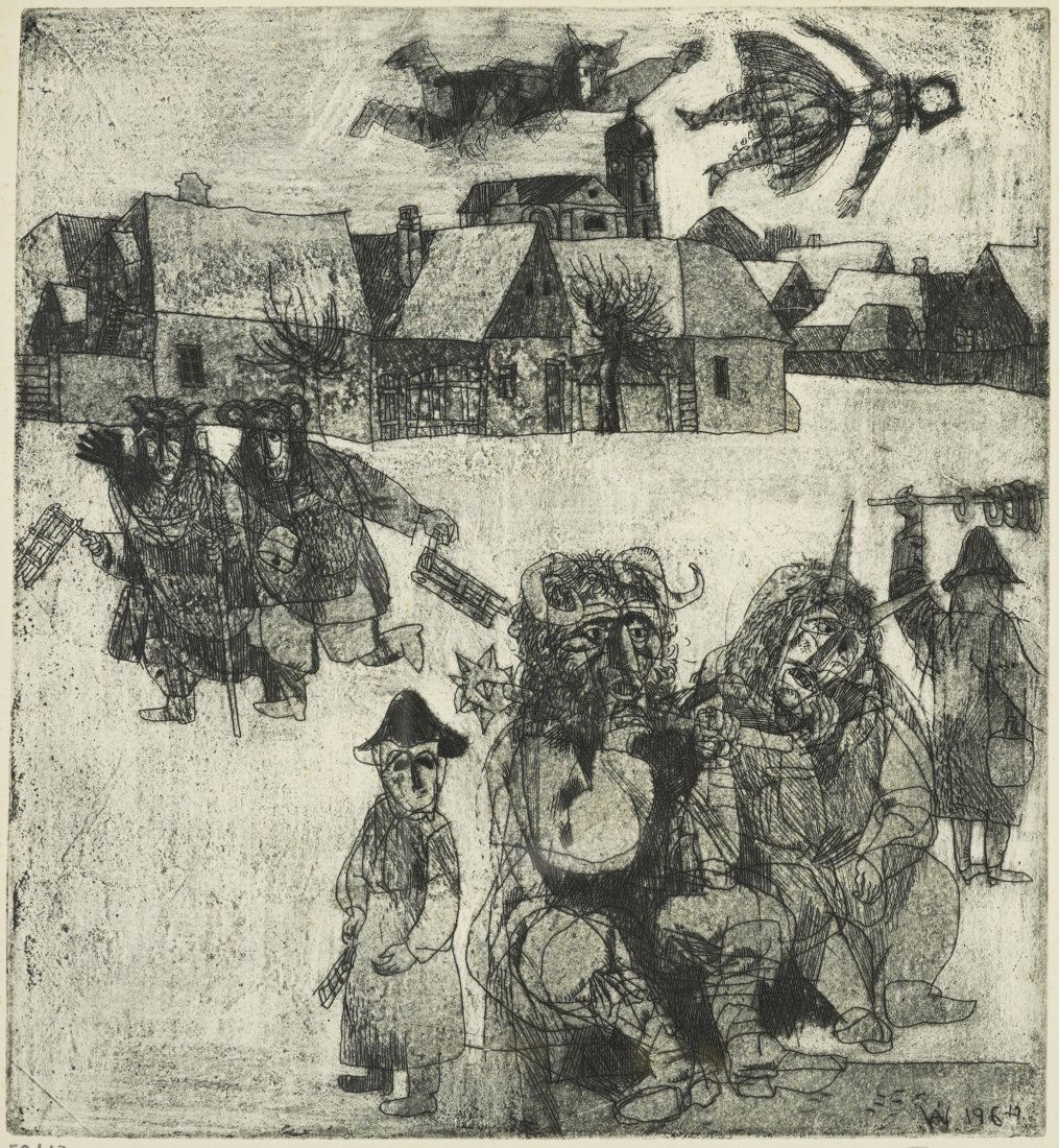 Wirtz, Anton. MYTHICAL MONSTERS MAKING NOISE Pencil Signed Framed Etching (1 of 4)