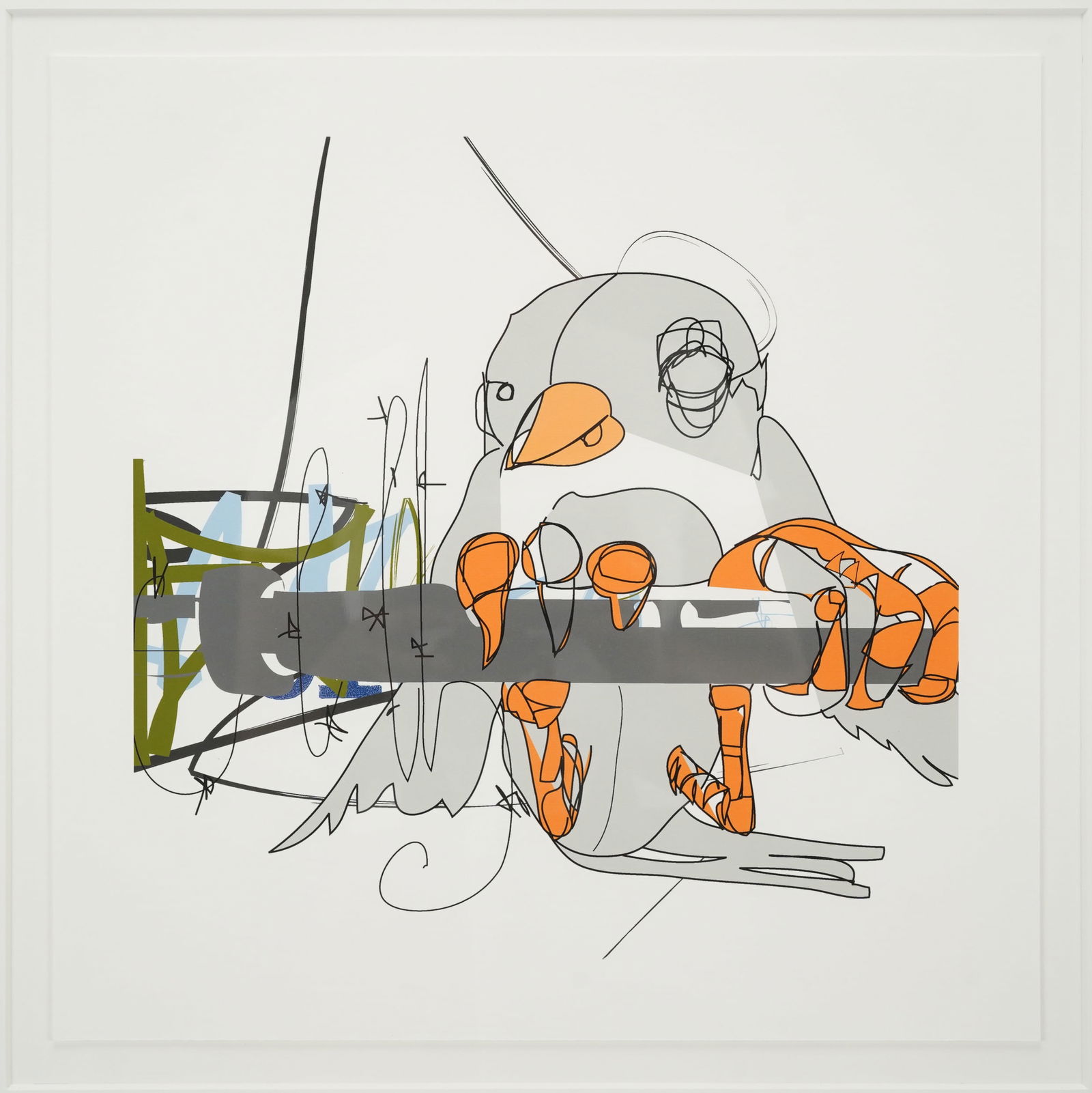 Artist Signed Framed Silkscreen Print DRUNK BIRD (1 of 4)