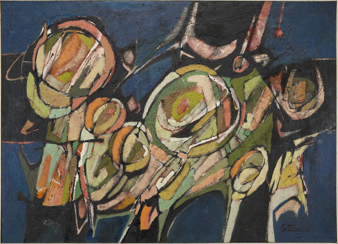 Staven, Leland. ORION #6 Acrylic on Canvas Framed Abstract MCM Painting (1 of 5)