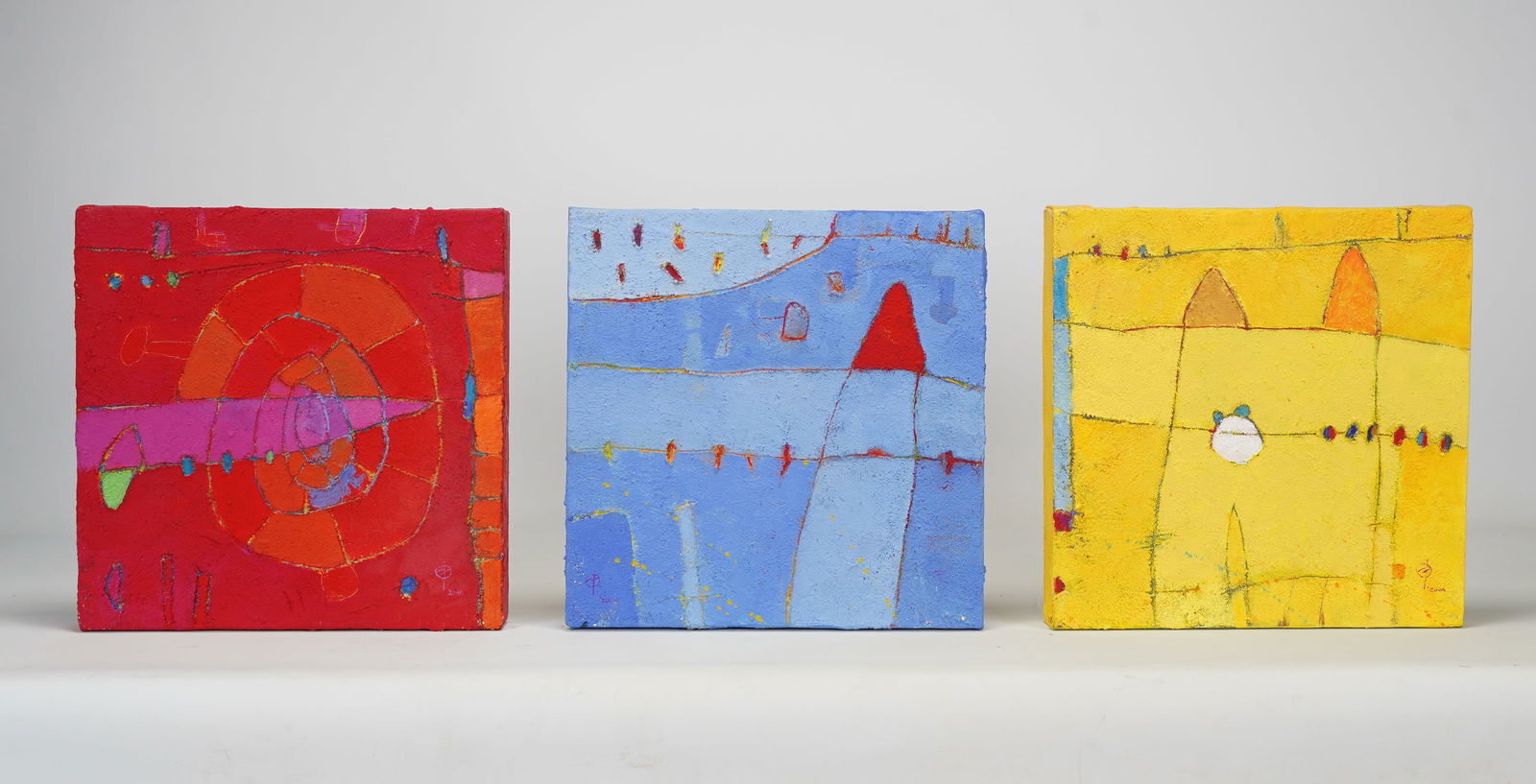 Alvarez, Marco. MONTET ROJO, EL LABERINTO, DOS MONTES Acrylic on Canvas Painting Triptych (1 of 6)