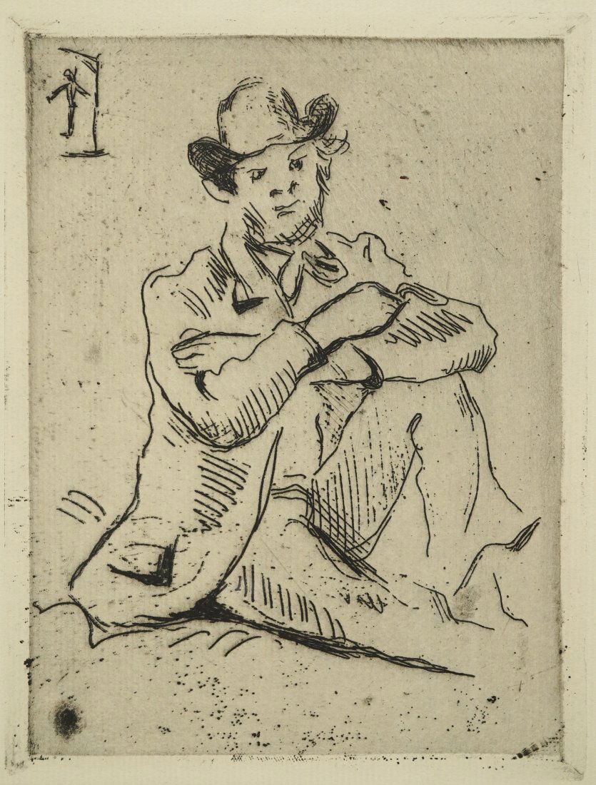 Cezanne, Paul. PORTRAIT DE GUILLAUMIN AU PENDU Framed Original Etching (1 of 4)