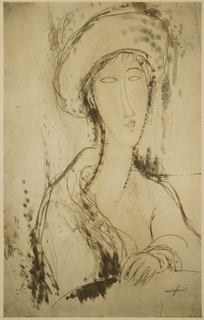 Modigliani, Amedeo. HEAD OF A WOMAN Framed Lithograph Print (1 of 4)