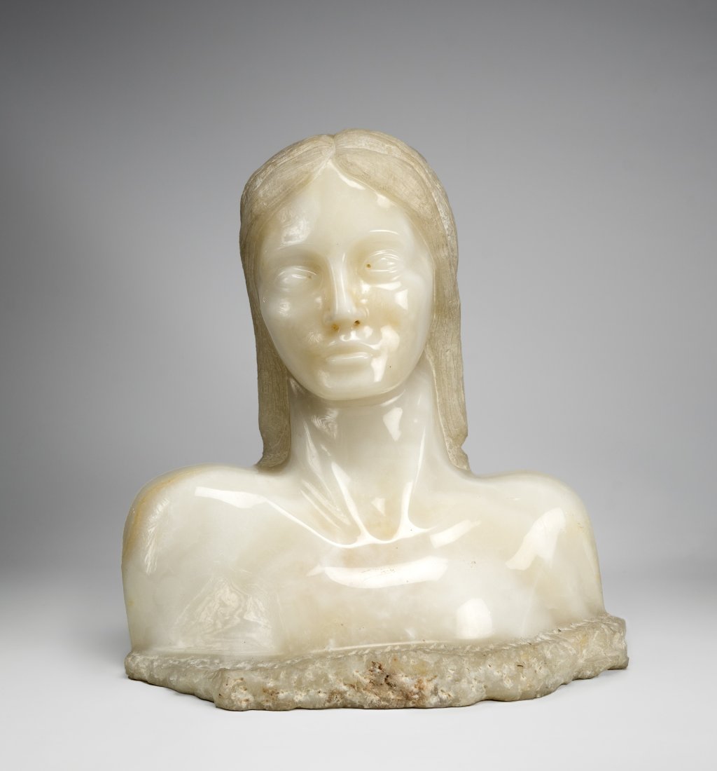 Guti, Felipe. Huge 20thC Carved Alabaster Sculpture 3/4 Bust of a Woman (1 of 8)