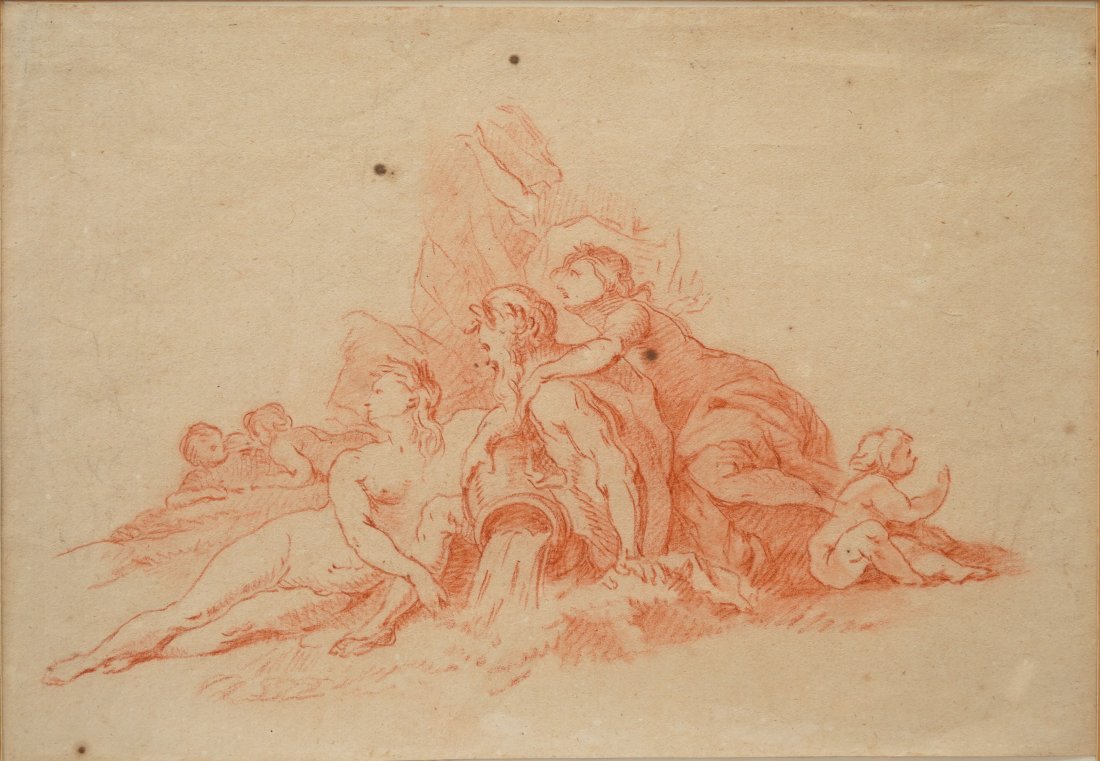 Antique 18thC Old Master Red Chalk Drawing on Paper Framed Study (1 of 5)