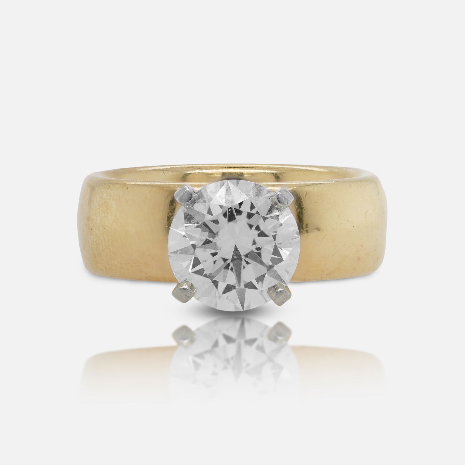 14K Yellow Gold 2 Ct Diamond Solitaire Engagement Ring Sz: 5.75 (1 of 4)