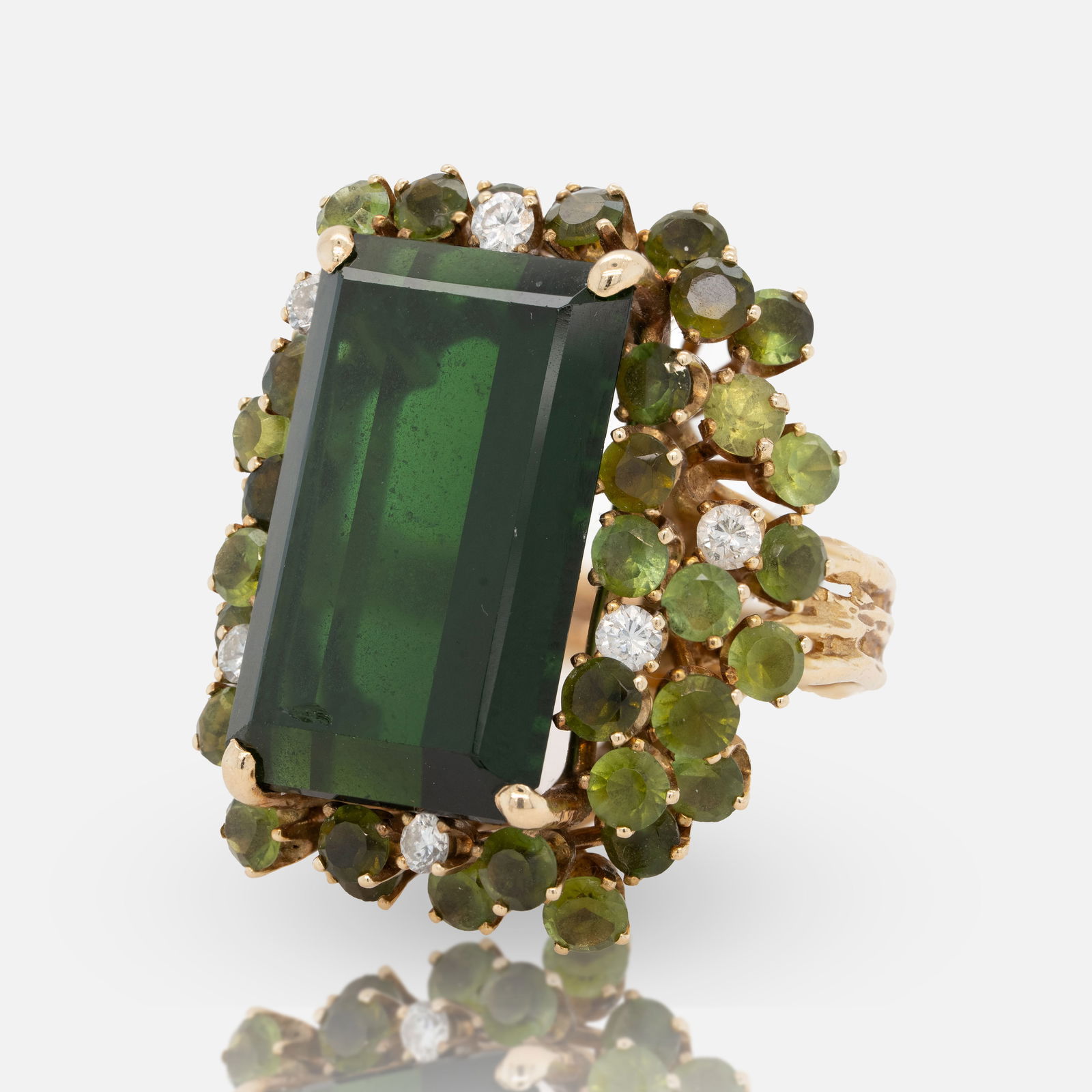 14K Yellow Gold and Gemstone Ladies Cocktail Ring Sz 5.75 (1 of 4)