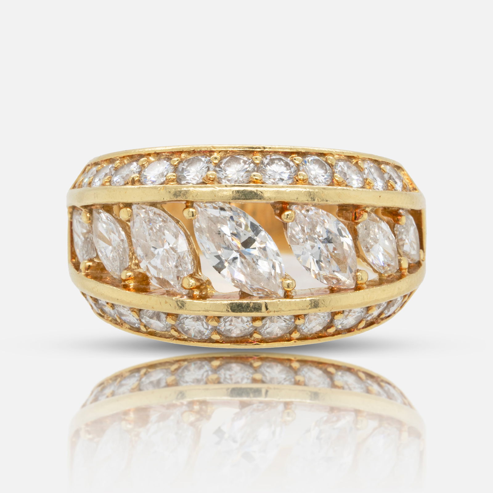 18K Yellow Gold Marquis Cut Diamond Cocktail Gemstone Ring Sz 4.5 (1 of 7)
