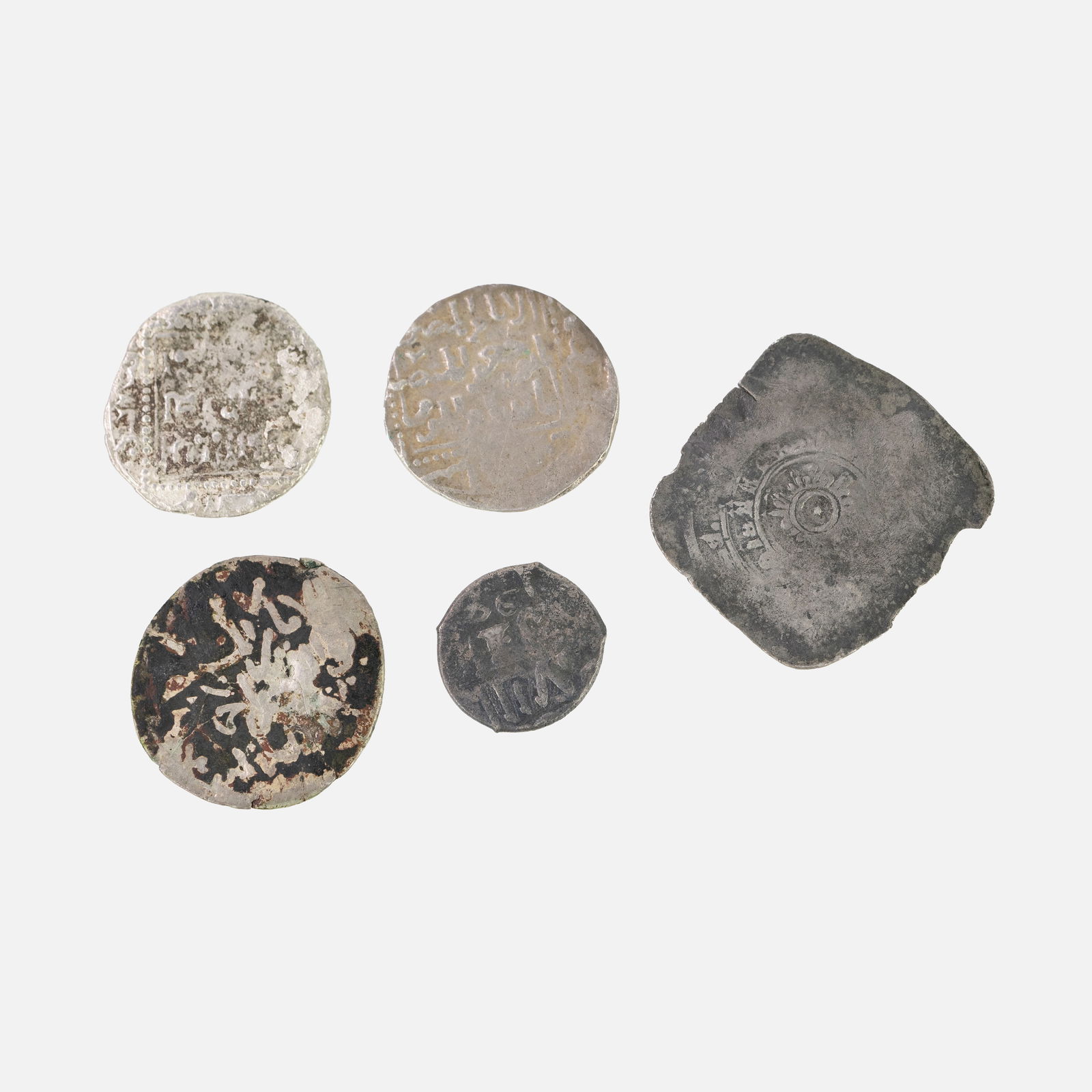 Assortment of Five Ancient Silver Coins Islamic Dinars (1 of 2)