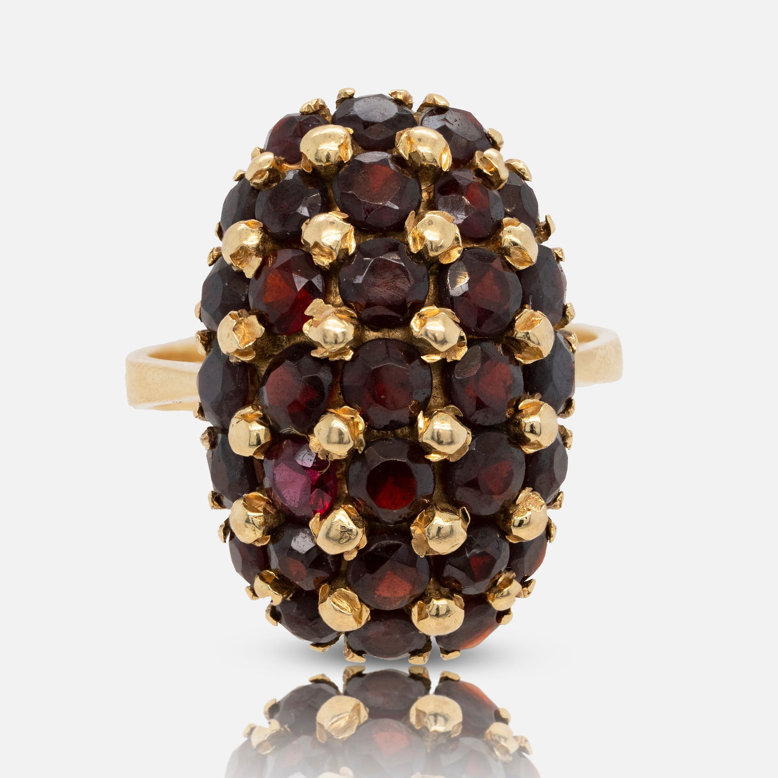 18K Yellow Gold and Garnet Pave Cocktail Ring Sz 6.75 (1 of 5)