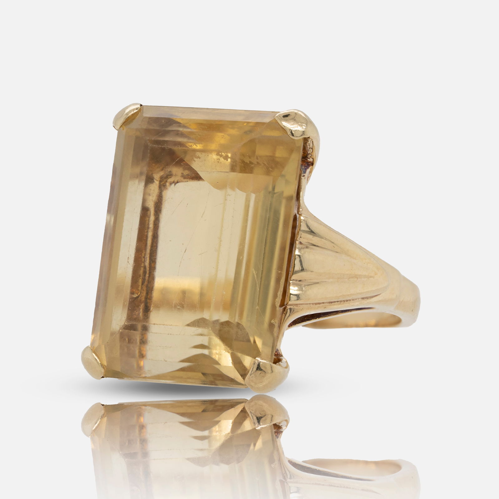 14K Yellow Gold Citrine Gemstone Ladies Cocktail Ring Sz 6 (1 of 2)
