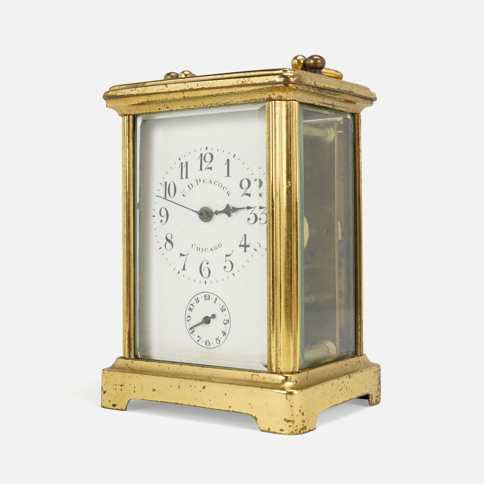 French Brass and Glass Carriage Alarm Clock #2 from CD Peacock Chicago (1 of 11)
