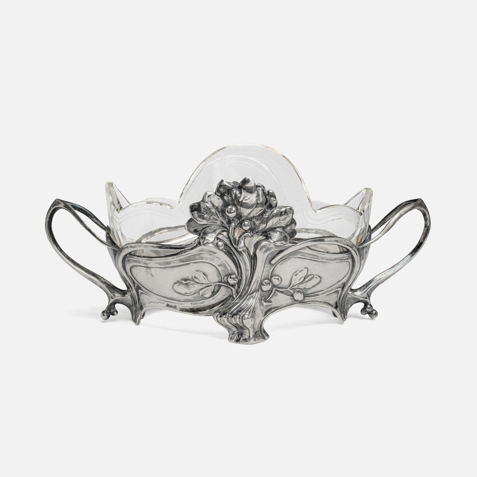 Wilhelm Binder Jugendstil Art Nouveau .800 Silver Centerpiece Jardiniere Bowl w/Glass Liner (1 of 8)