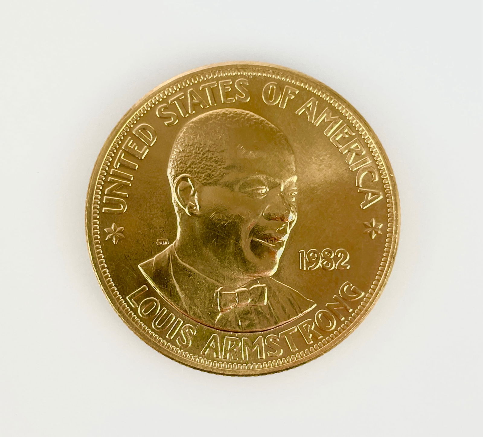 US 1982 Louis Armstrong American Arts Commemorative 1 Troy Oz. Gold Bullion Round (1 of 4)