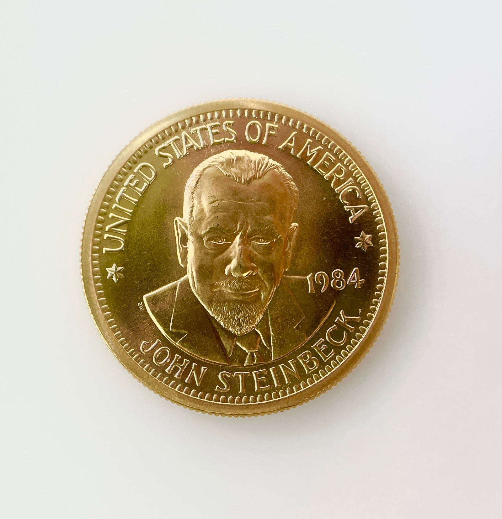 US 1984 John Steinbeck American Arts Commemorative 1/2 Troy Oz. Gold Bullion Round (1 of 4)