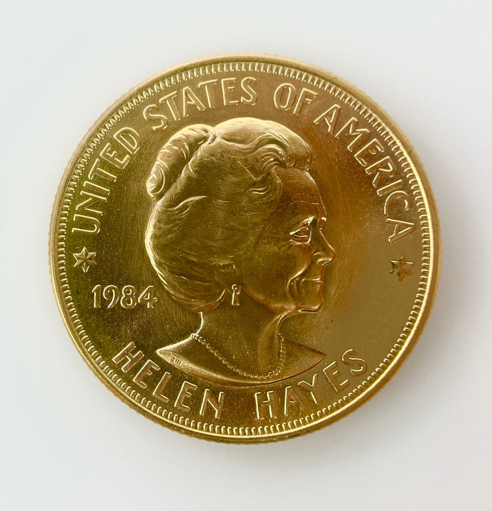 US 1984 Helen Hayes American Arts Commemorative 1 Troy Oz. Gold Bullion Round (1 of 4)