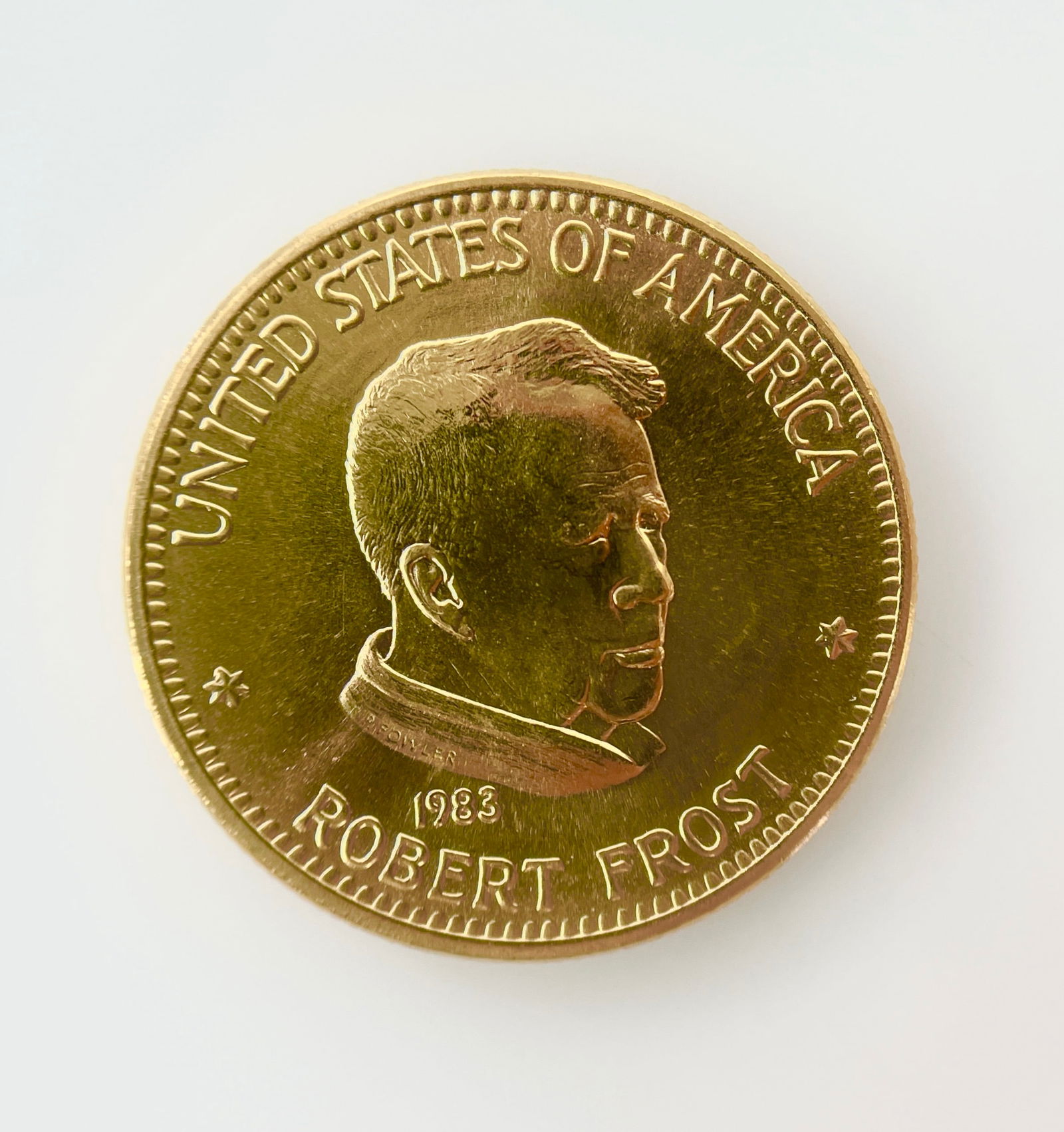 US 1983 Robert Frost American Arts Commemorative 1 Troy Oz. Gold Bullion Round (1 of 4)