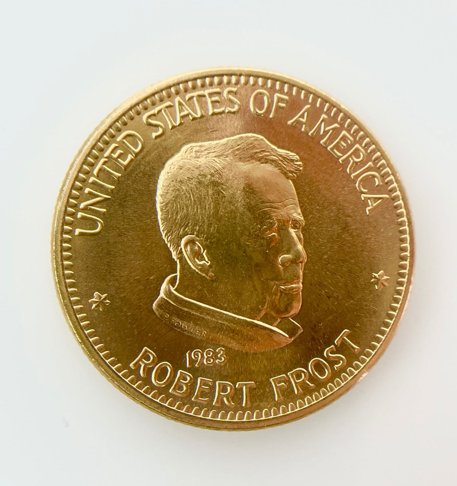 US 1983 Robert Frost American Arts Commemorative 1 Troy Oz. Gold Bullion Round (1 of 3)