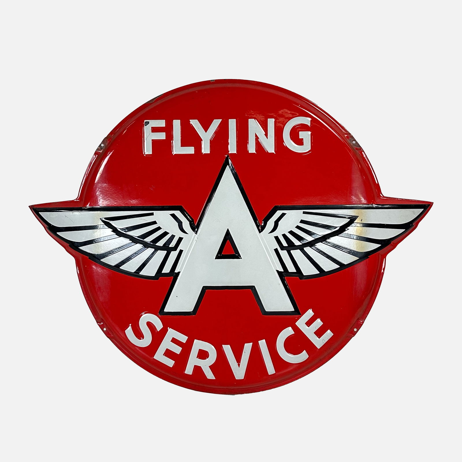62" Flying A Service Enamel Porcelain Gas Station Advertising Sign (1 of 4)