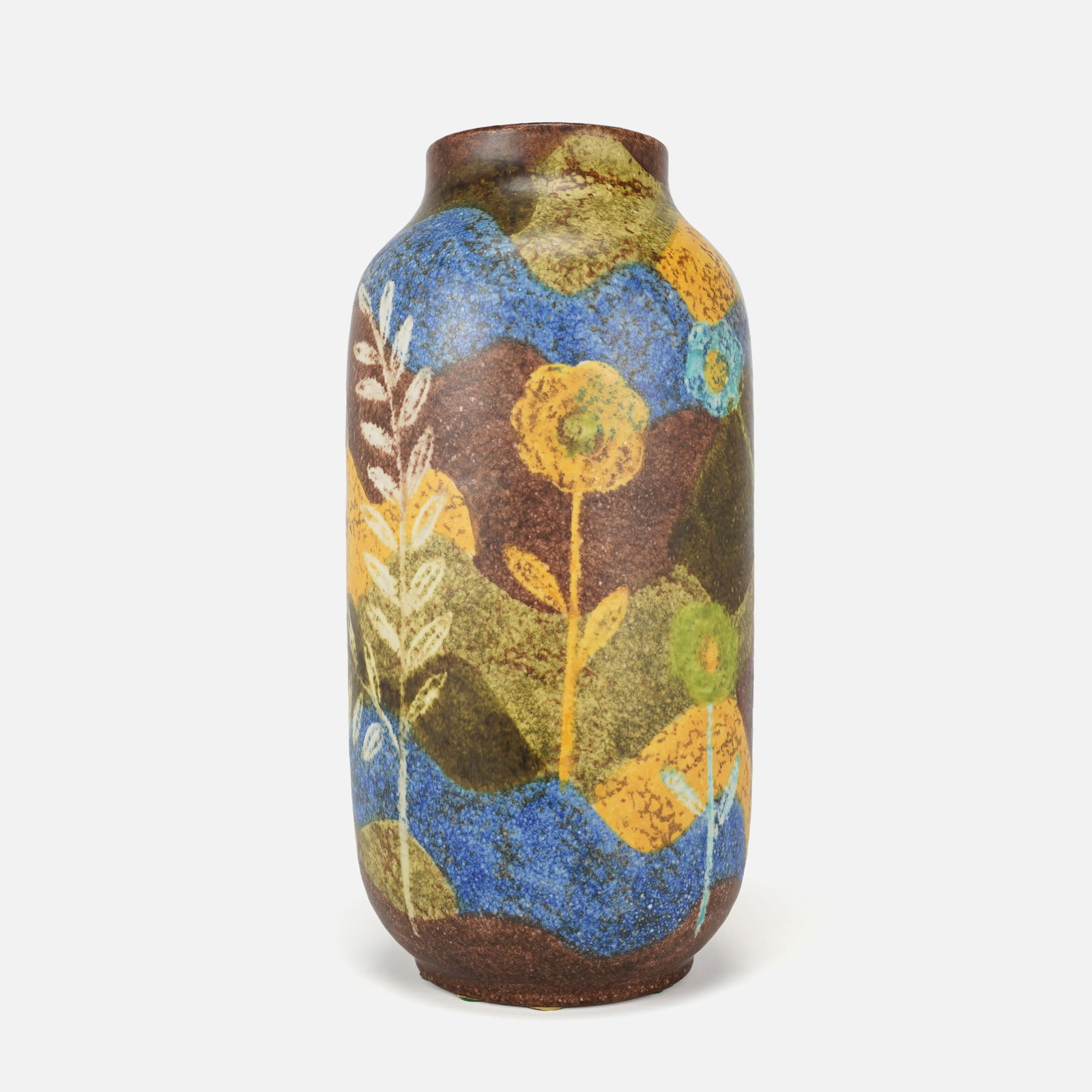 Alvino Bagni for Raymor Italy Floral Art Pottery Vase: Ca. 1960s. Floral art pottery vessel by Alvino Bagni for Raymor Italy. Very good, with no chips, cracks, or repairs.
